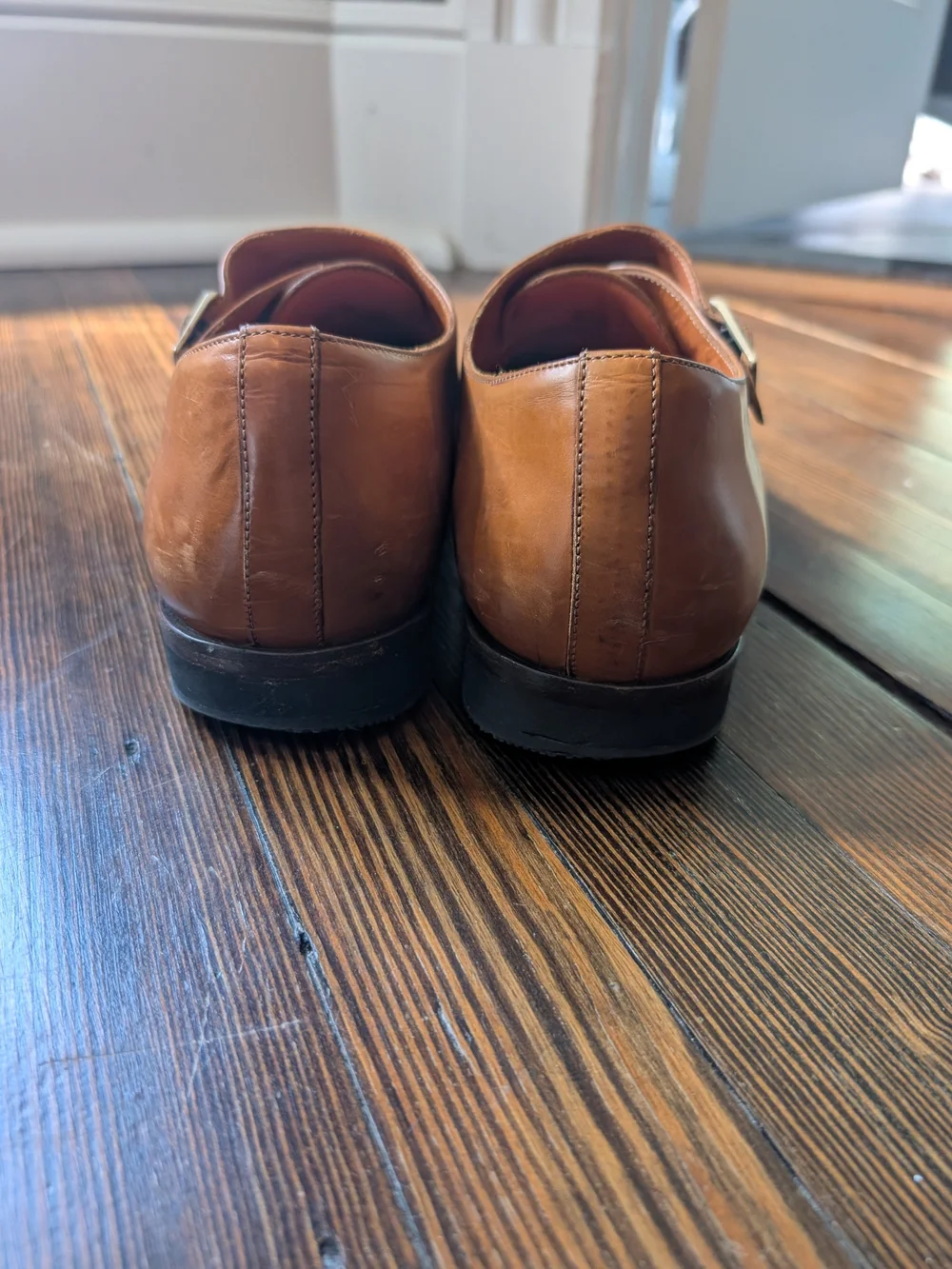 Wolf & Shepherd Men's Size 11 Tan Leather Double Monk Strap Shoes